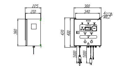 УДВ-1A145-50. Габаритный чертеж пульта управления