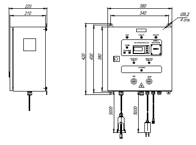УДВ-1A300Н-50-114. Габаритный чертеж пульта управления