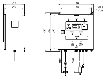 УДВ-1A300Н-50-89. Габаритный чертеж пульта управления