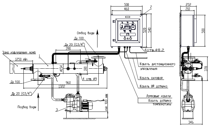 УДВ-2A300Н-100. Пример монтажа установки