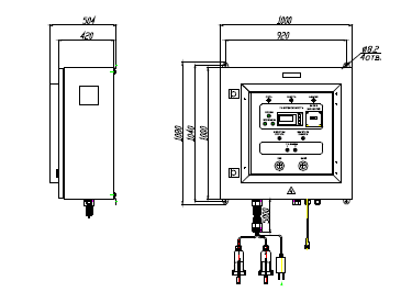 УДВ-2A300Н-100. Габаритный чертеж пульта управления
