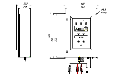 УДВ-3A300Н-100. Габаритный чертеж пульта управления