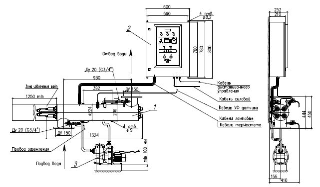 УДВ-4A300Н-150. Пример монтажа установки