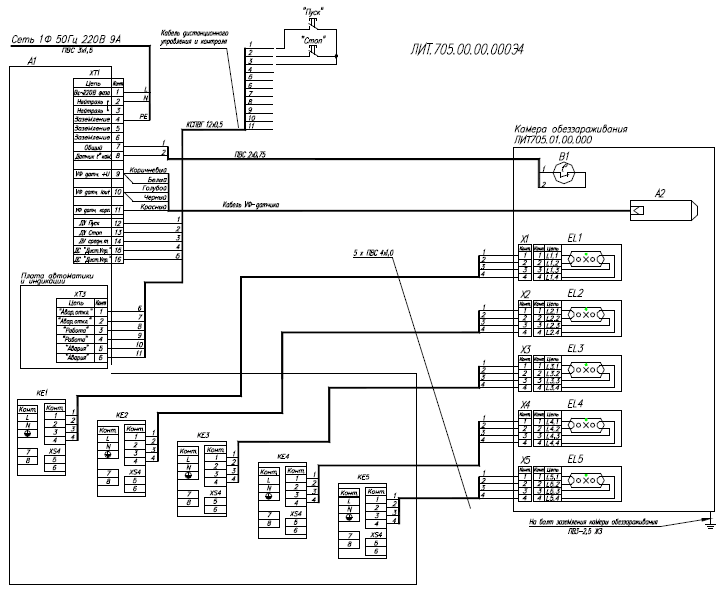 УДВ-5A300Н-150. Схема электрических соединений