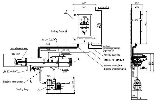 УДВ-6A300Н-150. Пример монтажа установки