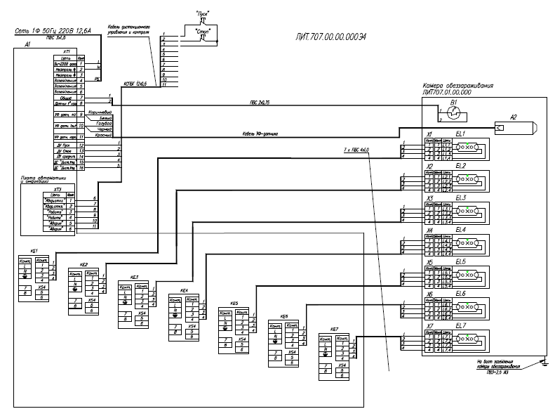УДВ-7A300Н-150. Схема электрических соединений